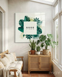 Good Feelings Glass Wall Art - Lifestyle preview in a designer interior