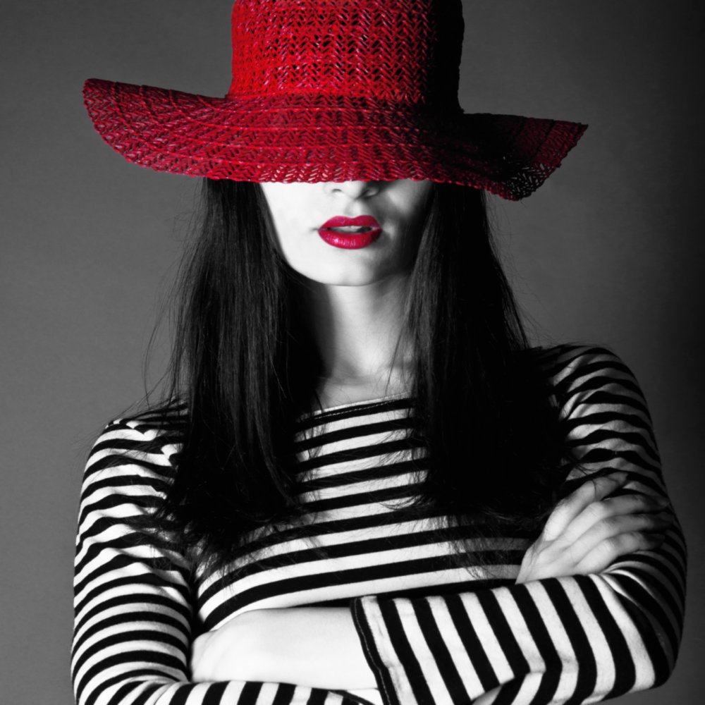 Woman in Red Hat Glass Wall Art