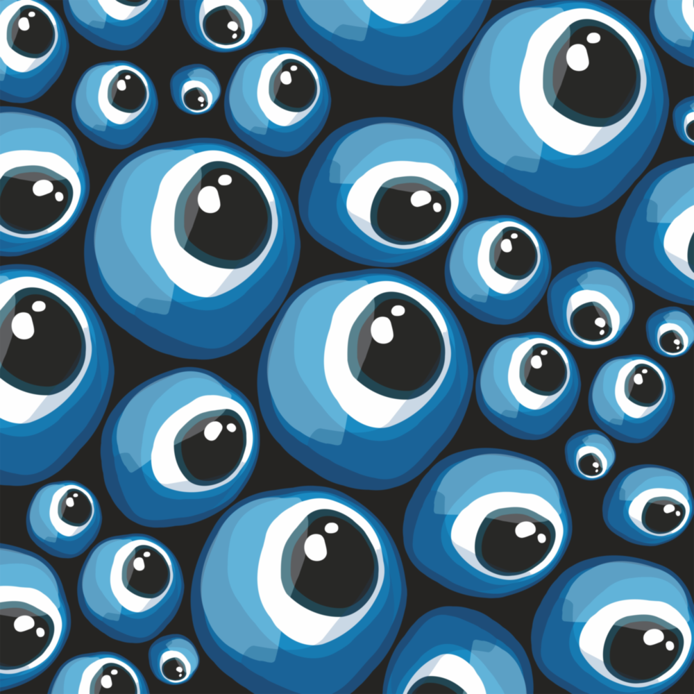 Blue Evil Eye Beads Glass Wall Art