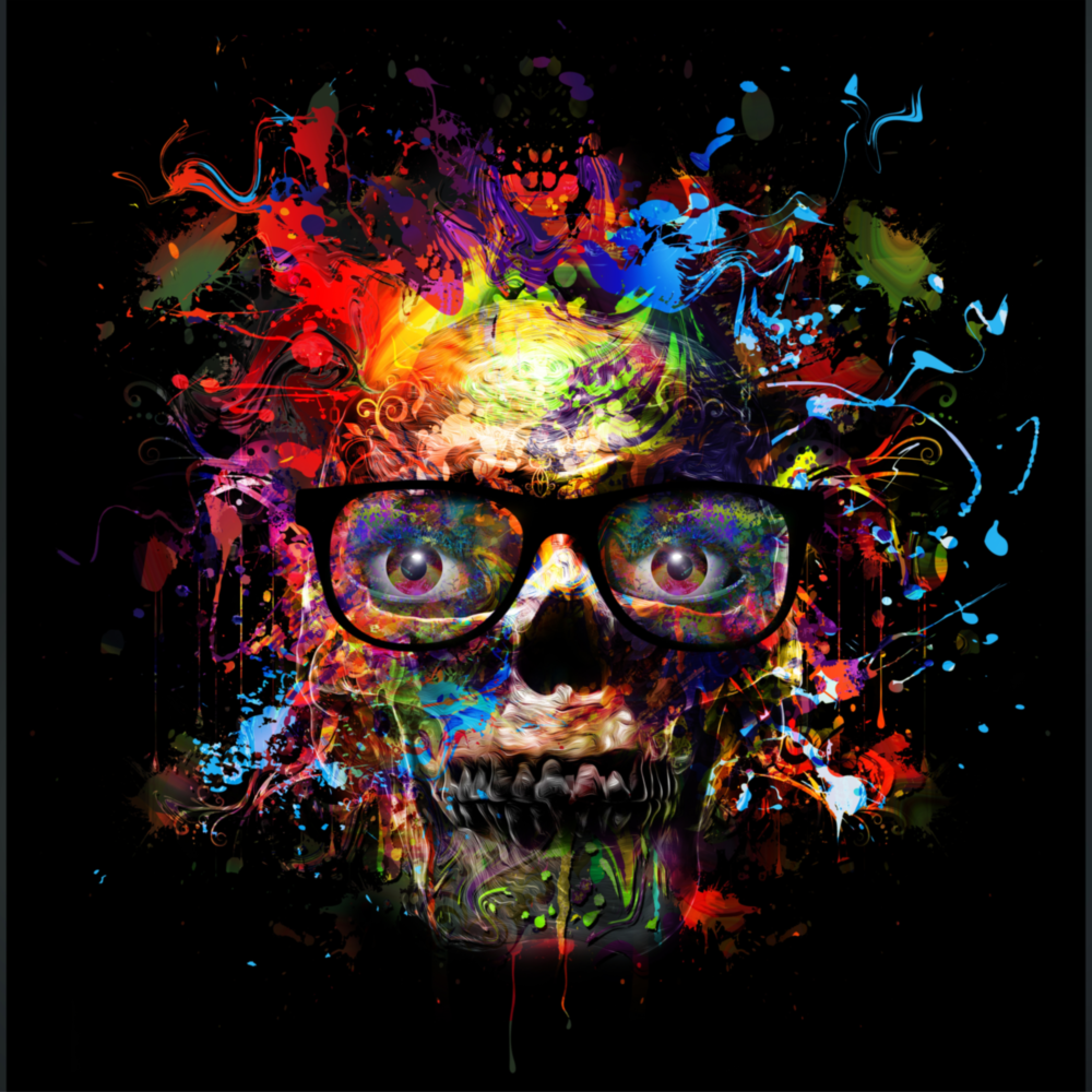 Colored Skull Glass Wall Art