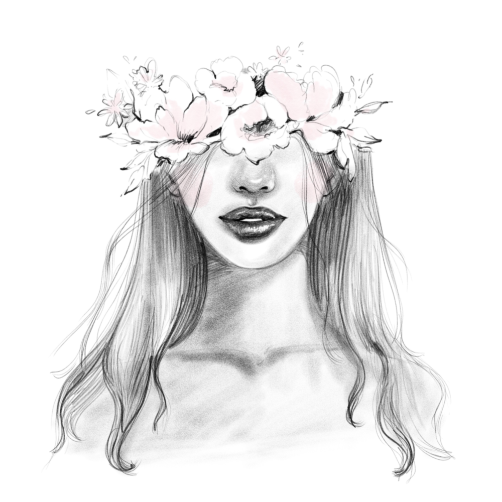 Flower Crowned Woman Glass Wall Art