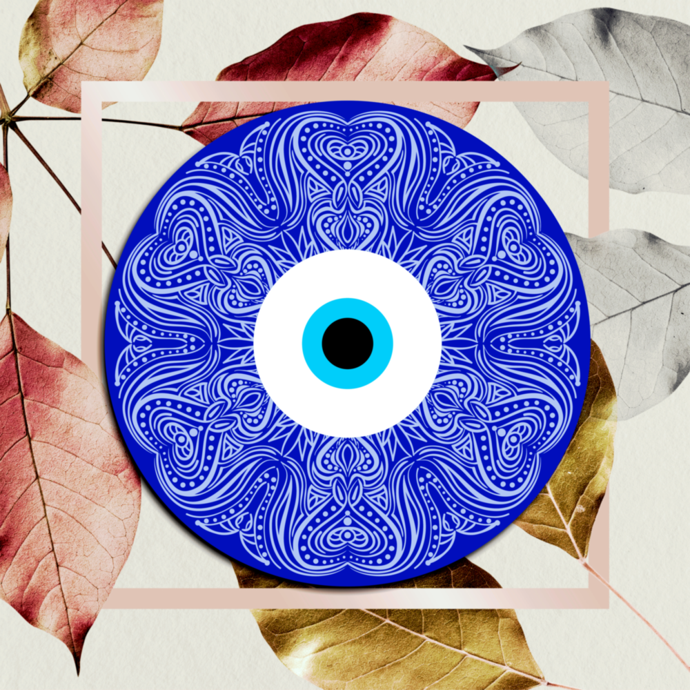 Blue Modern Evil Eye Bead Glass Wall Art