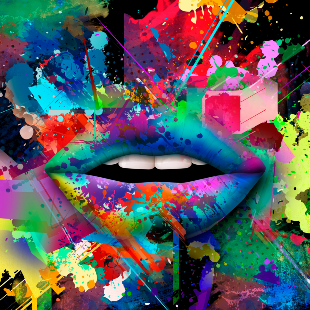 Colored Lips Glass Wall Art