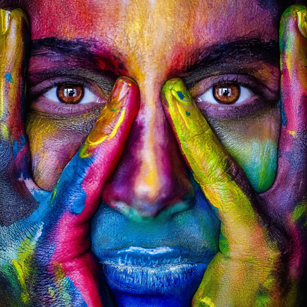 Painted Face Glass Wall Art