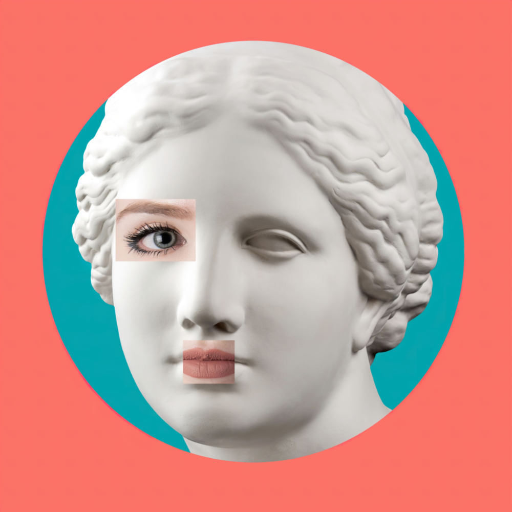 Female Face Sculpture Glass Wall Art