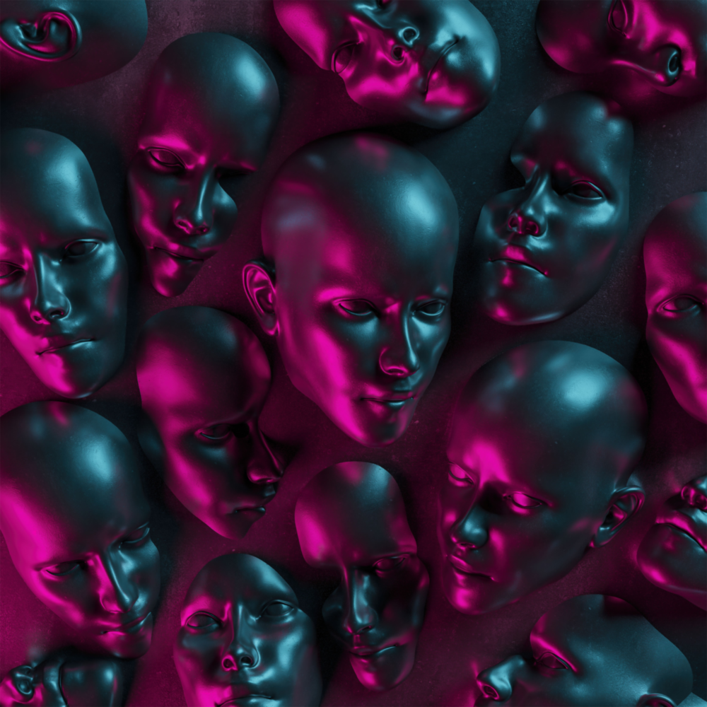 Metallic Faces Glass Wall Art