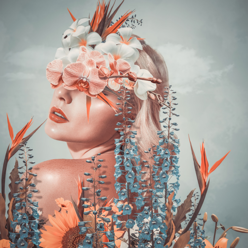 In The Flowers Glass Wall Art
