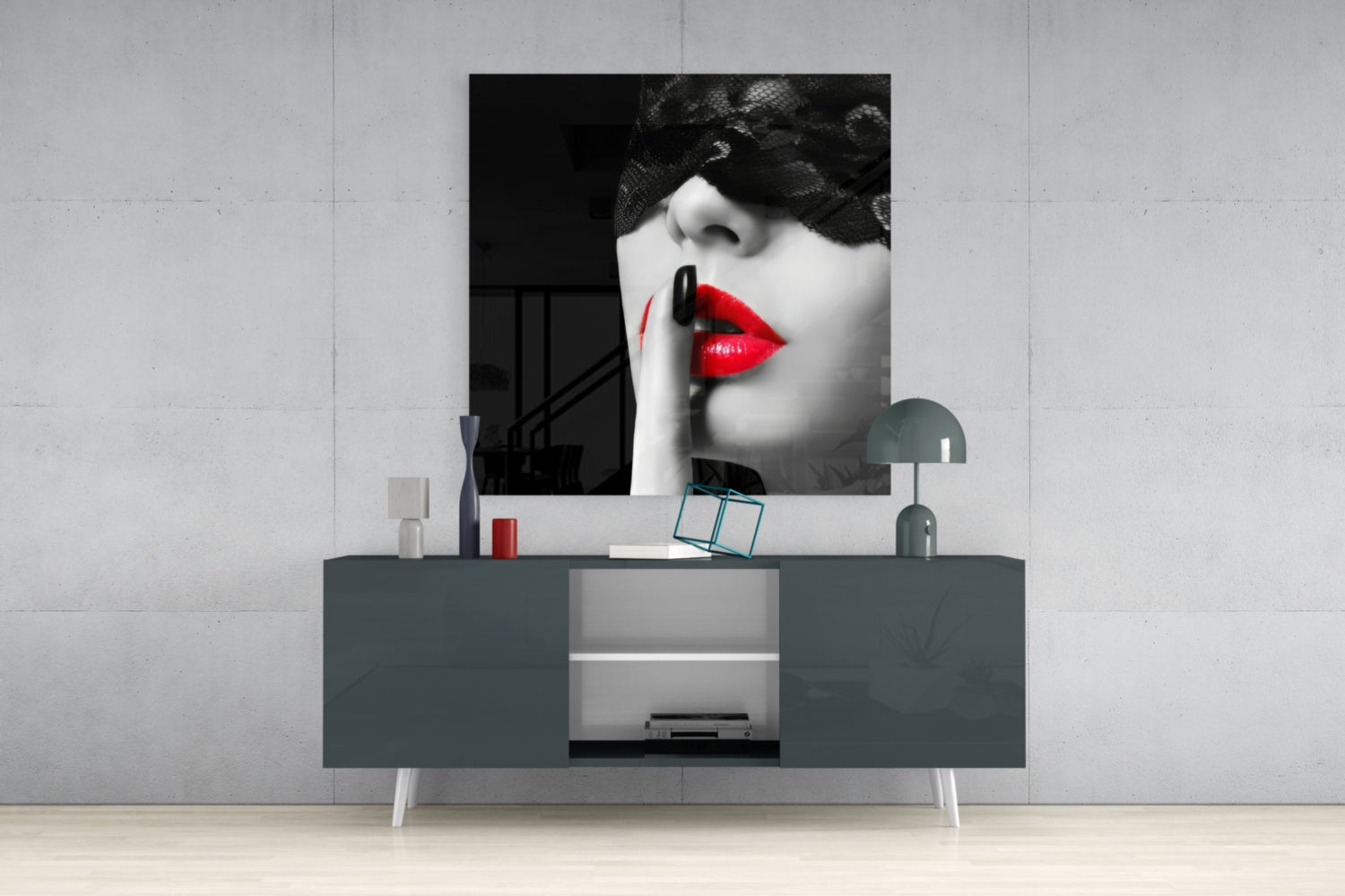 Red Lips Glass Wall Art.
