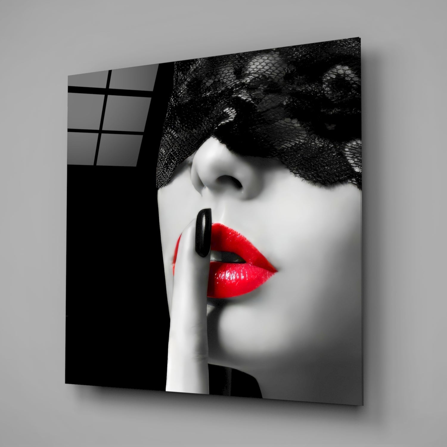 Red Lips Glass Wall Art.