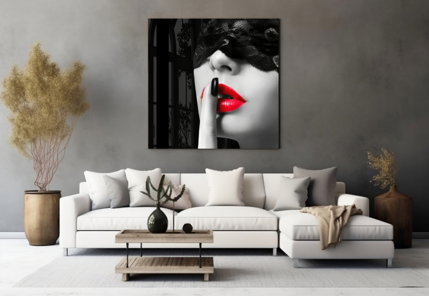 Red Lips Glass Wall Art.