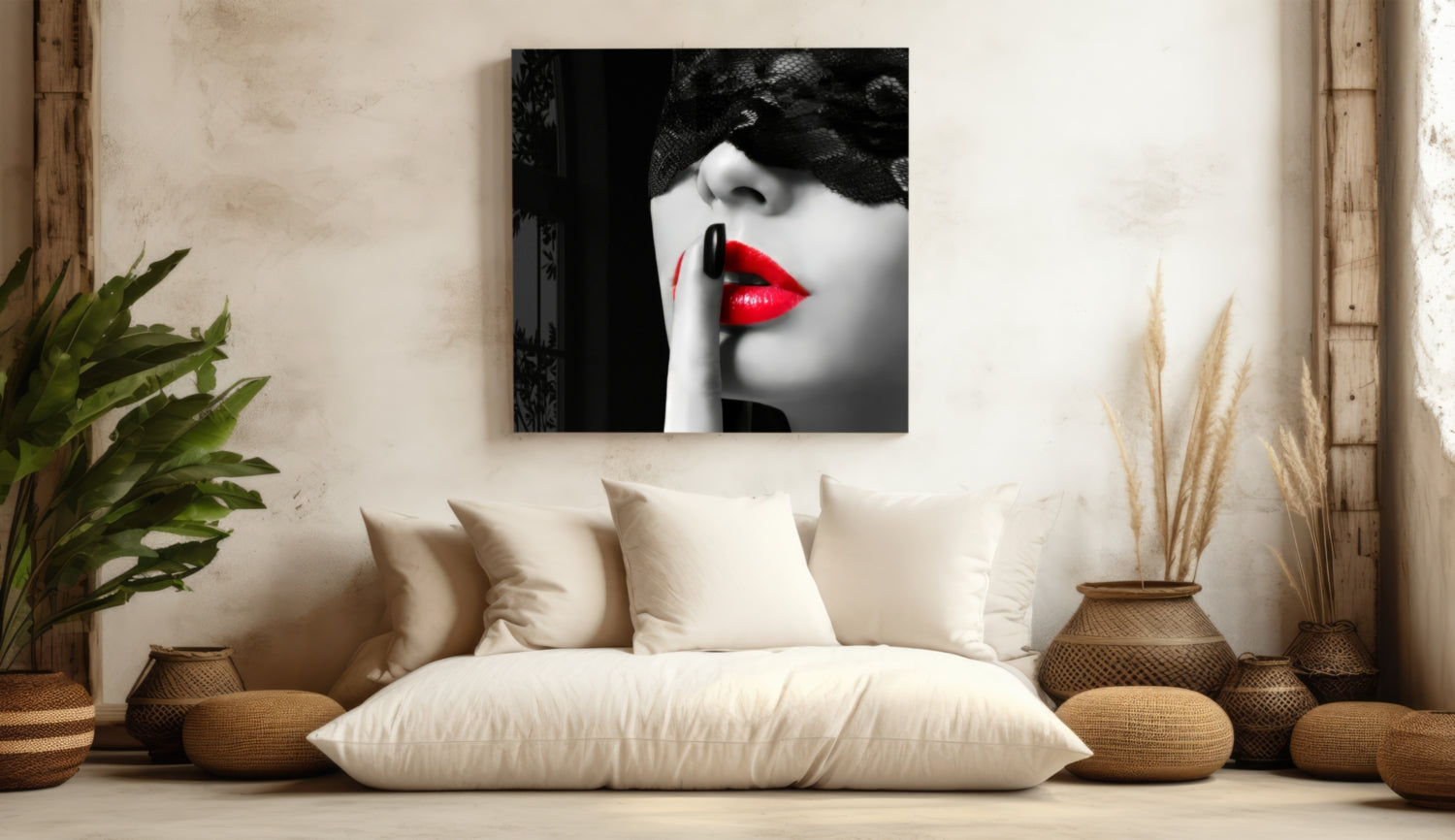 Red Lips Glass Wall Art.