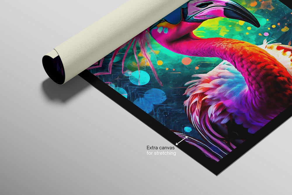 Electric Flamingo Groove — 3D Haptic Embossed High-Gloss Luxury Wall Art