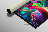 Electric Flamingo Groove — 3D Haptic Embossed High-Gloss Luxury Wall Art