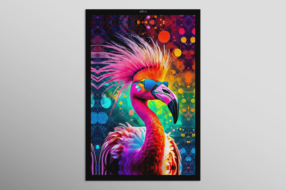 Electric Flamingo Groove — 3D Haptic Embossed High-Gloss Luxury Wall Art