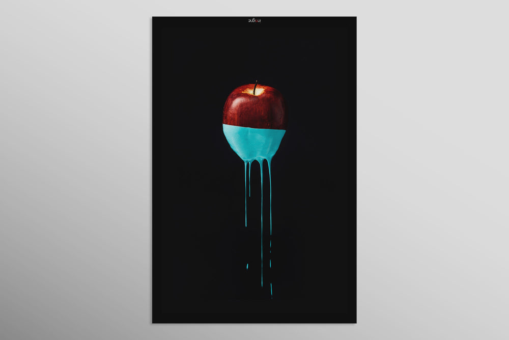 Crimson & Cyan Drip — 3D Haptic Embossed High-Gloss Luxury Wall Art