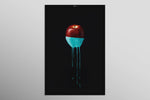 Crimson & Cyan Drip — 3D Haptic Embossed High-Gloss Luxury Wall Art