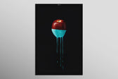 Crimson & Cyan Drip — 3D Haptic Embossed High-Gloss Luxury Wall Art