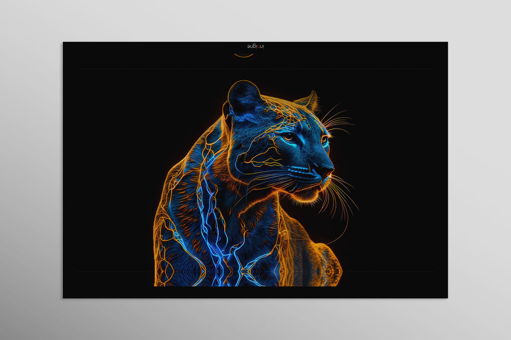 Pulso pantera neón — Arte mural de lujo 3D háptico en relieve de alto brillo