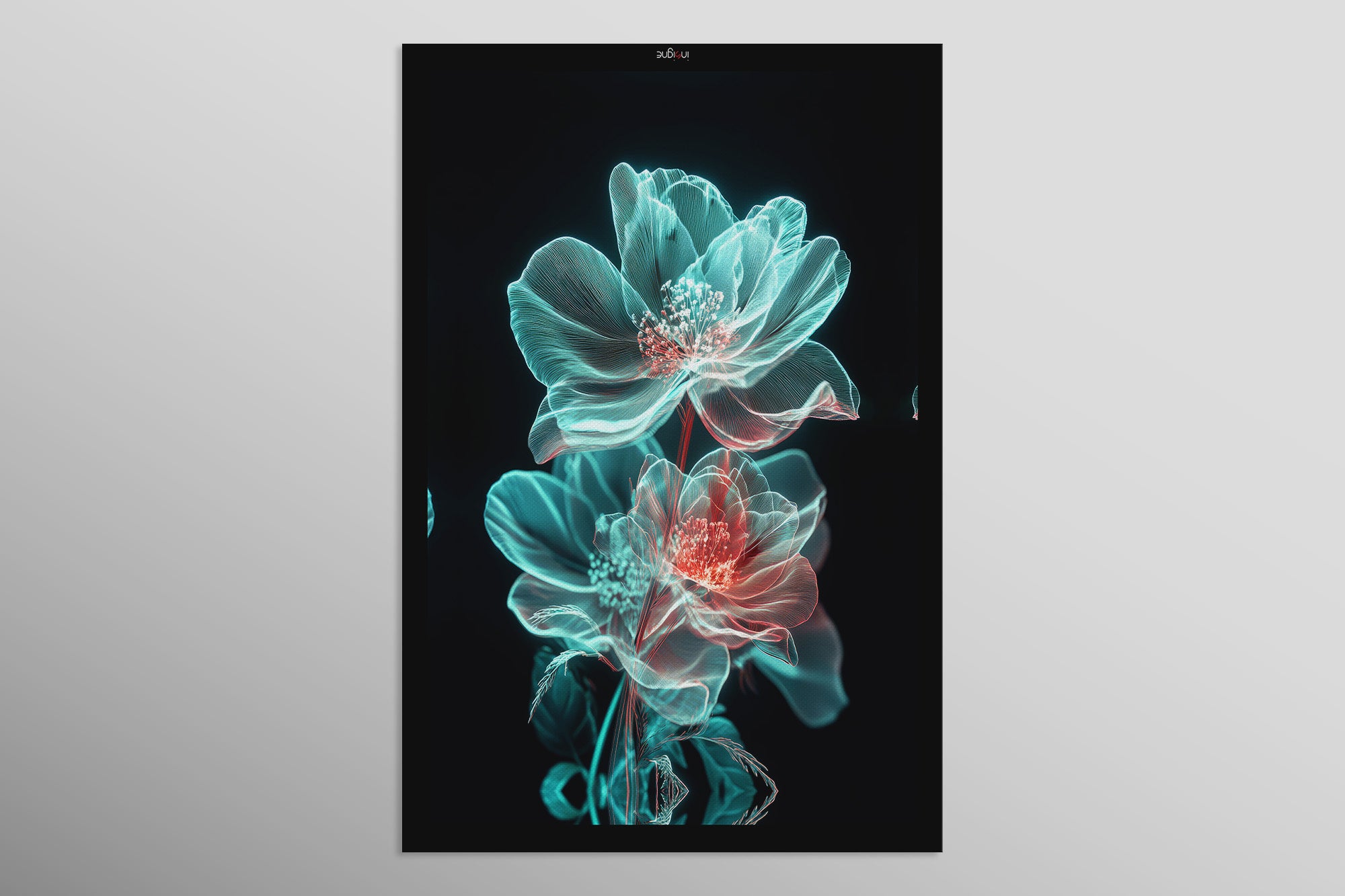Cyan Ether Blooms — 3D Haptic Embossed High-Gloss Luxury Wall Art