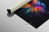 Dúo luminiscente de las profundidades — Arte mural de lujo 3D háptico en relieve de alto brillo