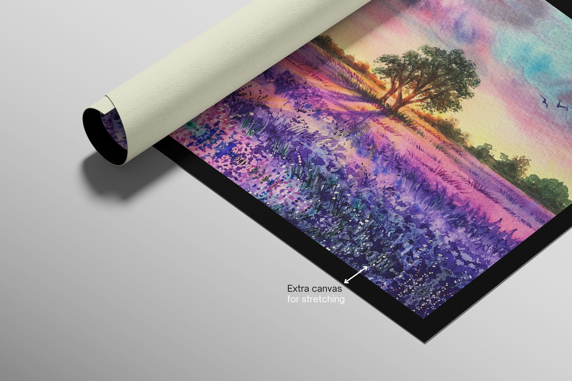 Lavender Sunset Tree — 3D Haptic Embossed High-Gloss Luxury Wall Art