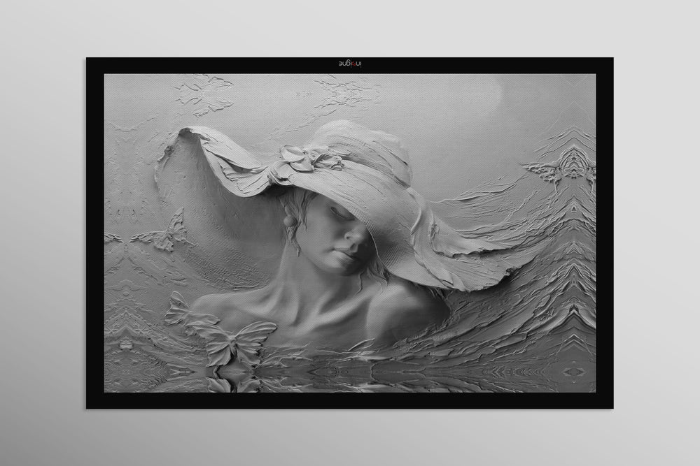 Alabaster Muse & Butterflies — 3D Haptic Embossed High-Gloss Luxury Wall Art
