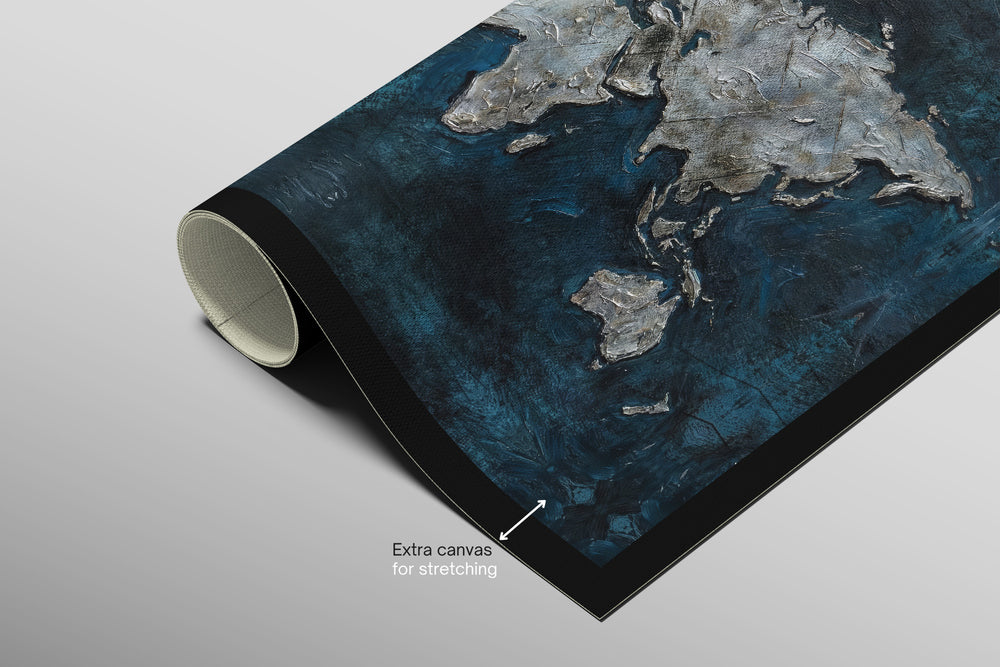 Atlas métallisé saphir — Tableau mural de luxe 3D haptique en relief, ultra-brillant