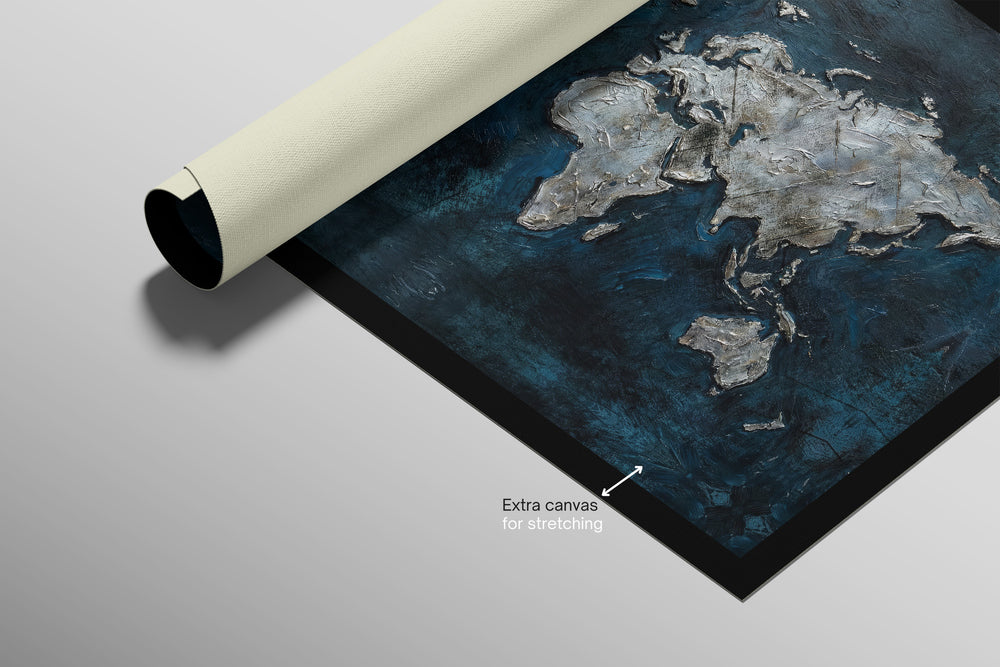 Atlas métallisé saphir — Tableau mural de luxe 3D haptique en relief, ultra-brillant