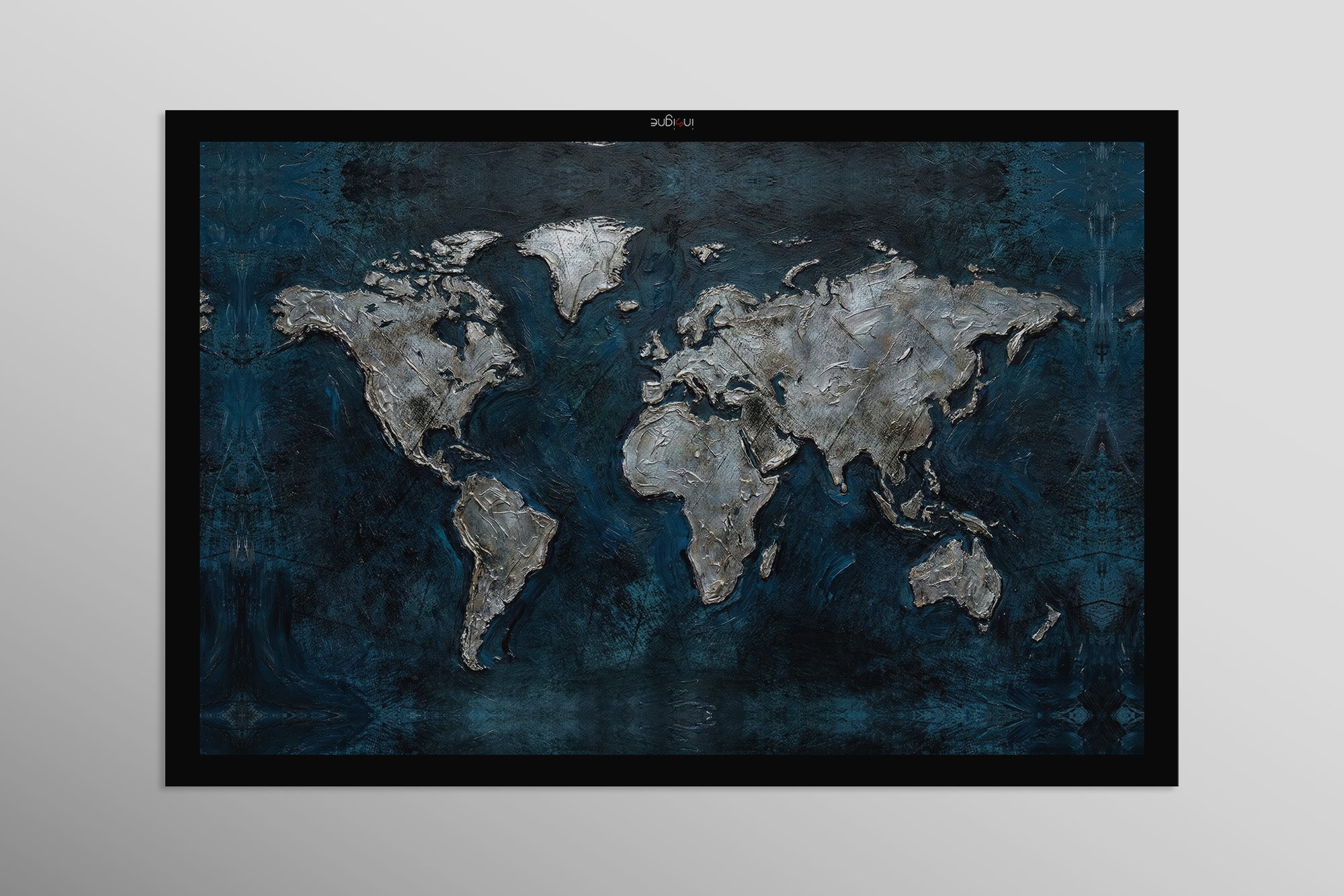 Sapphire Metallic Atlas — 3D Haptic Embossed High-Gloss Luxury Wall Art