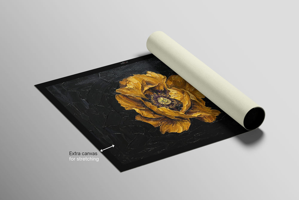 Gilded Obsidian Bloom — 3D Haptic Embossed High-Gloss Luxury Wall Art