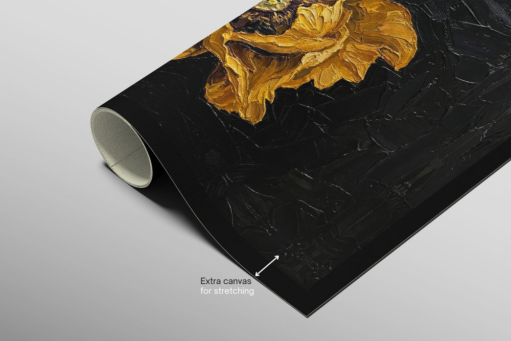 Gilded Obsidian Bloom — 3D Haptic Embossed High-Gloss Luxury Wall Art