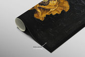 Gilded Obsidian Bloom — 3D Haptic Embossed High-Gloss Luxury Wall Art