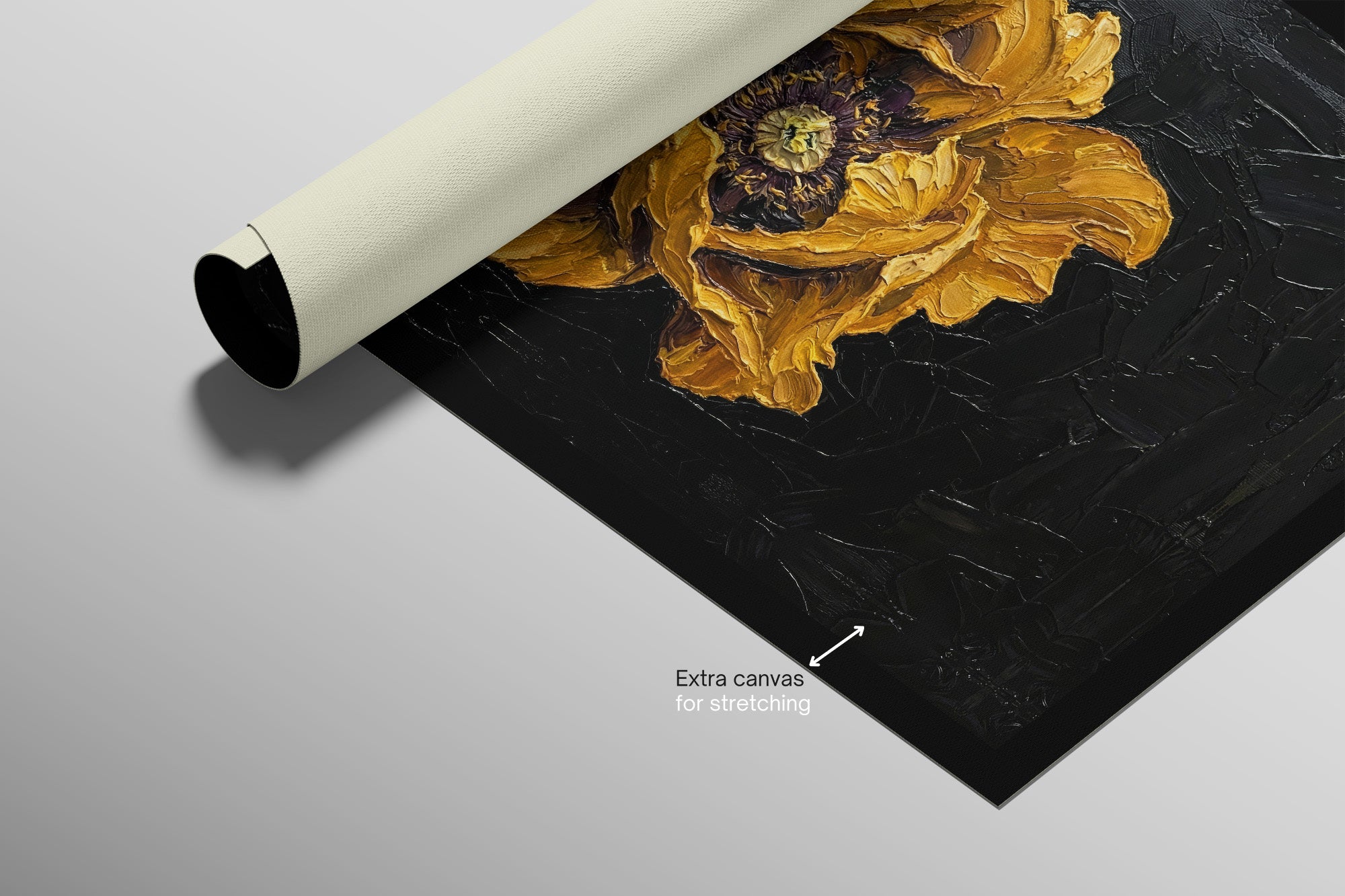 Gilded Obsidian Bloom — 3D Haptic Embossed High-Gloss Luxury Wall Art