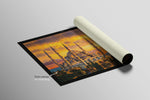 Golden Sunset Serenade: Blue Mosque — 3D Haptic Embossed High-Gloss Luxury Wall Art