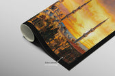 Golden Sunset Serenade: Blue Mosque — 3D Haptic Embossed High-Gloss Luxury Wall Art