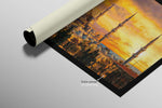 Golden Sunset Serenade: Blue Mosque — 3D Haptic Embossed High-Gloss Luxury Wall Art