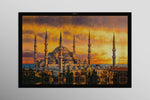 Golden Sunset Serenade: Blue Mosque — 3D Haptic Embossed High-Gloss Luxury Wall Art