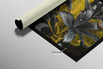 Noir Lilies & Gilded Shadows — 3D Haptic Embossed High-Gloss Luxury Wall Art