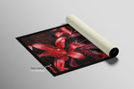 Crimson Velvet Lilies — 3D Haptic Embossed High-Gloss Luxury Wall Art