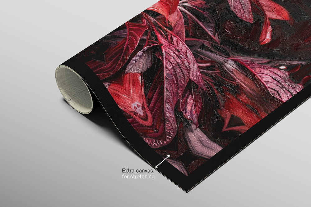 Crimson Velvet Lilies — 3D Haptic Embossed High-Gloss Luxury Wall Art