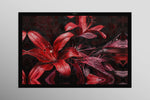 Crimson Velvet Lilies — 3D Haptic Embossed High-Gloss Luxury Wall Art