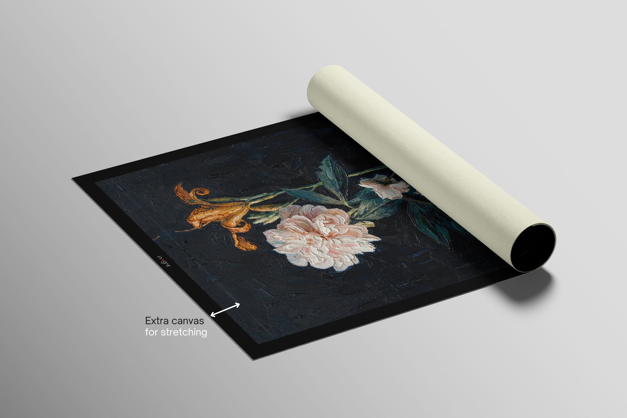 Midnight Peony & Amber Lily — 3D Haptic Embossed High-Gloss Luxury Wall Art