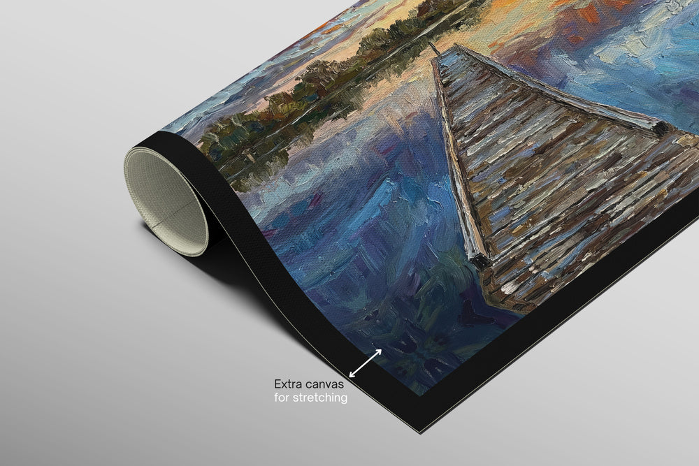 Twilight Pier Reflections — 3D Haptic Embossed High-Gloss Luxury Wall Art