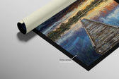 Twilight Pier Reflections — 3D Haptic Embossed High-Gloss Luxury Wall Art