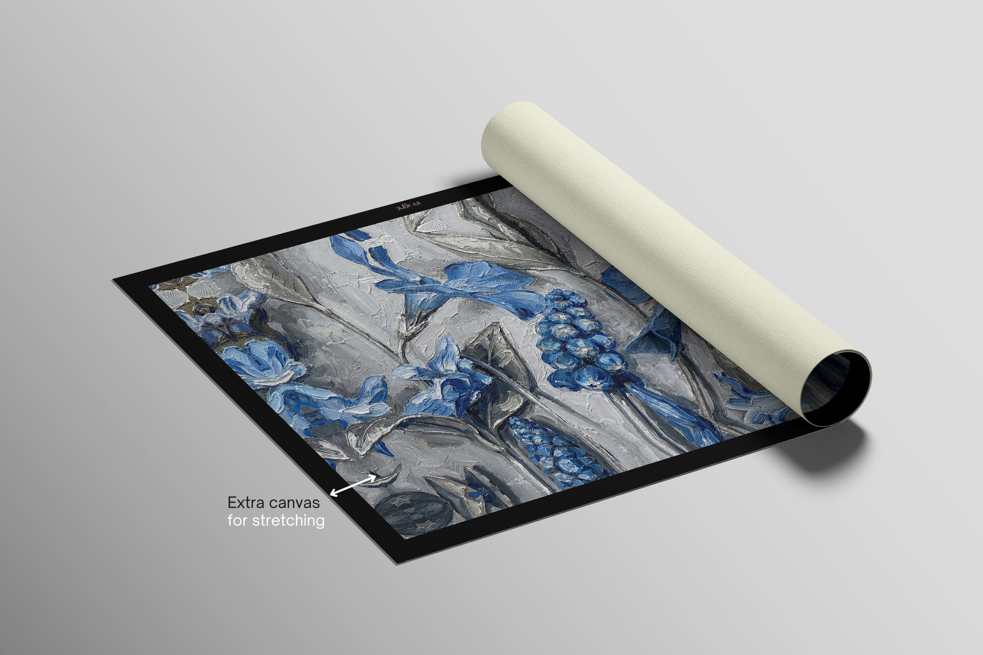 Sapphire Flora Relief — 3D Haptic Embossed High-Gloss Luxury Wall Art