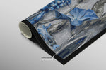 Sapphire Flora Relief — 3D Haptic Embossed High-Gloss Luxury Wall Art