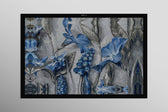 Sapphire Flora Relief — 3D Haptic Embossed High-Gloss Luxury Wall Art