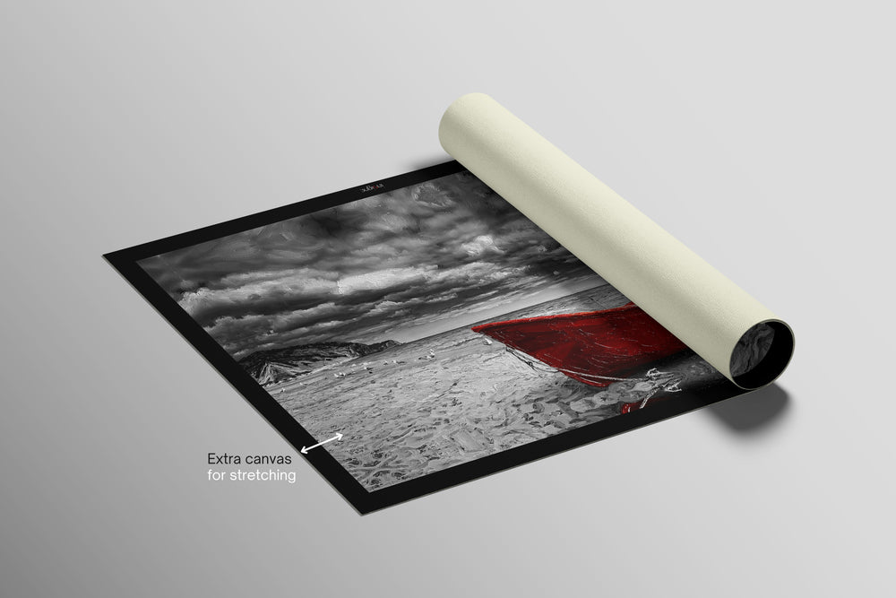 Noir Sahilin Kızıl Bekçisi — 3D Haptik Kabartmalı Yüksek Parlak Lüks Duvar Tablosu