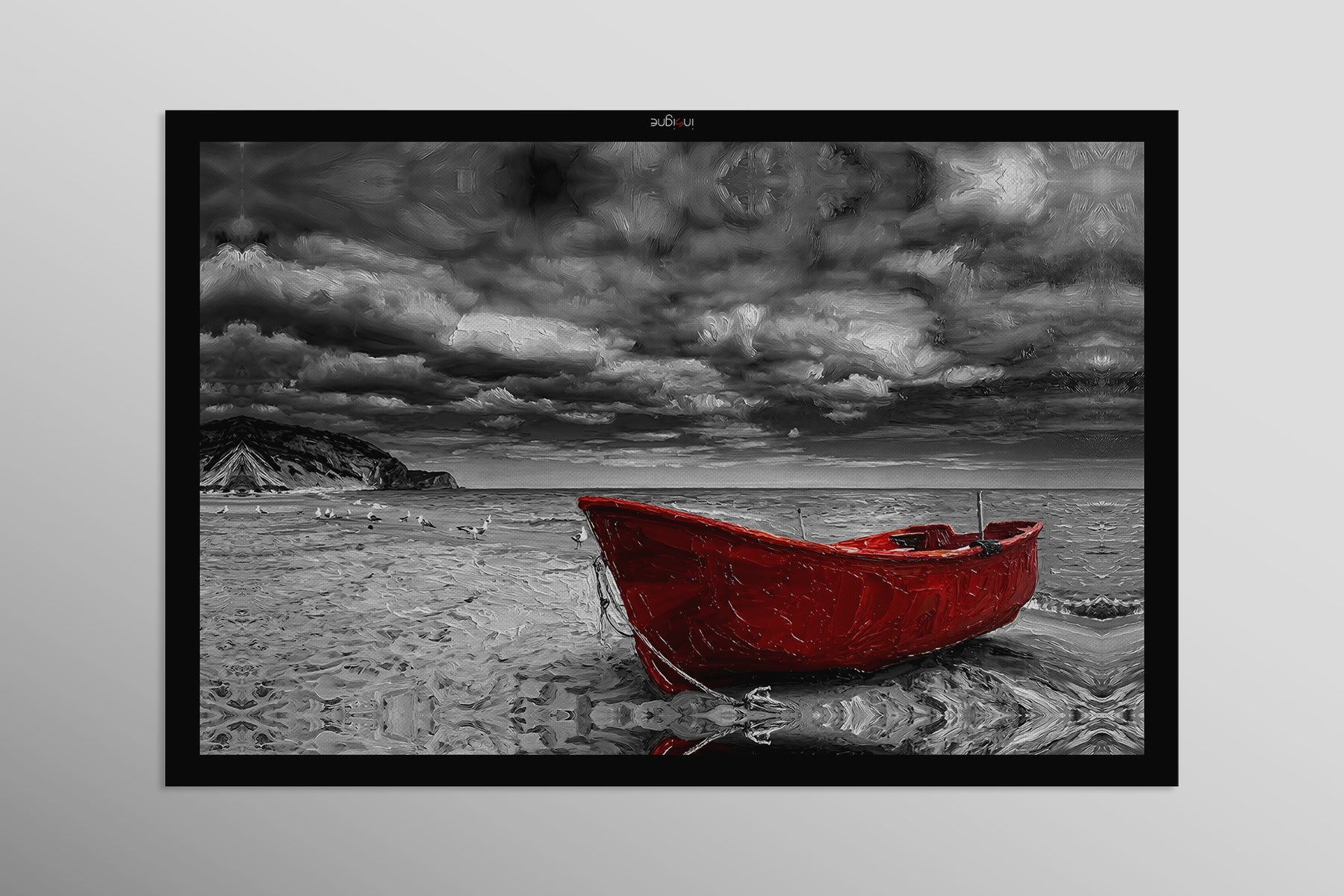 Crimson Sentinel of the Noir Coast — 3D Haptic Embossed High-Gloss Luxury Wall Art