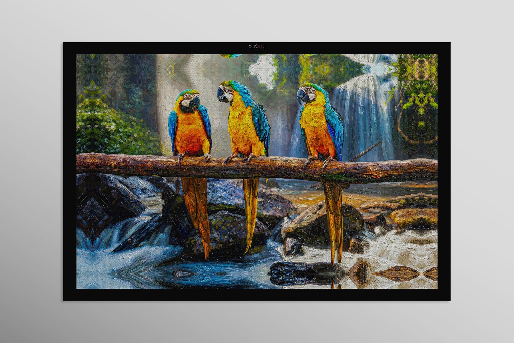 Tropical Trio Haven — 3D Haptic Embossed High-Gloss Luxury Wall Art